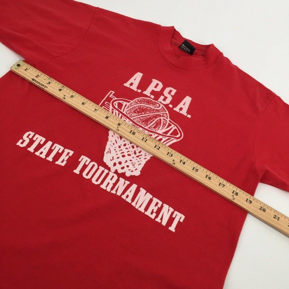 Vintage Screen Stars Best APSA Basketball T-Shirt Large Red White Single Stitch - Picture 6 of 7